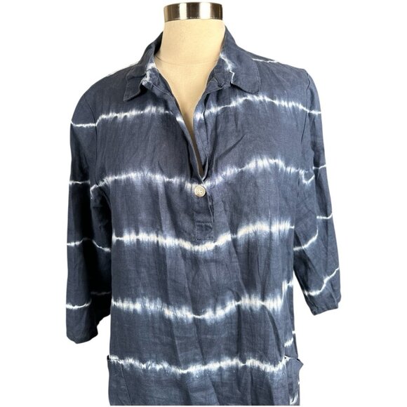 XCVI Top Womens Large L tie-dye lagen look casual artsy artist tunic 100% linen - Picture 5 of 15